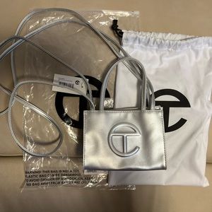 Small Silver Telfar Shopping Bag